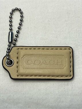Coach Beige Leather Hang Tag with Ball Chain
